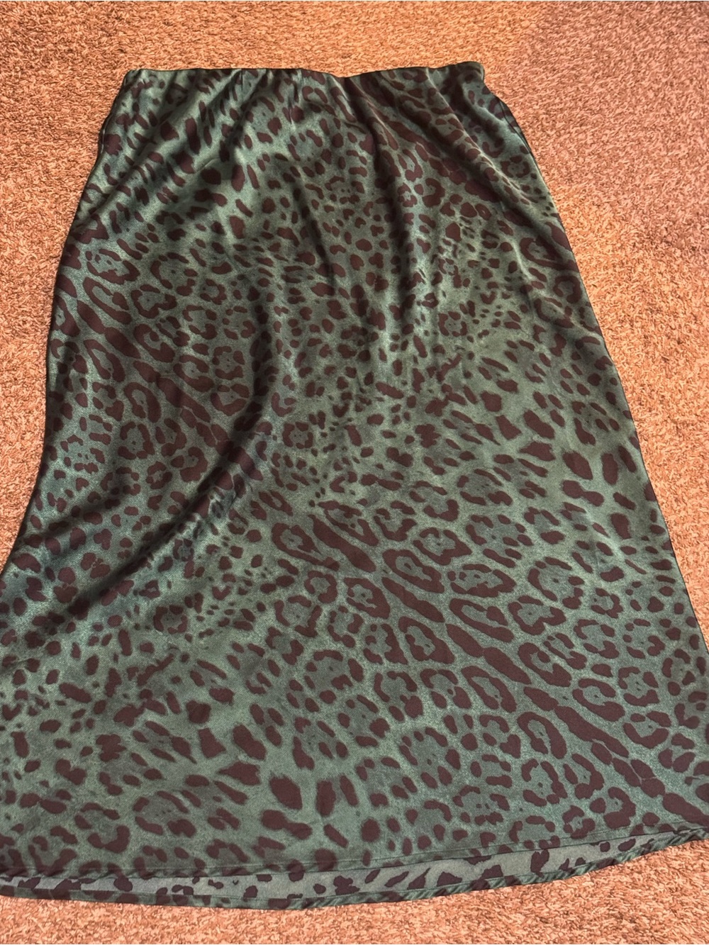 Dressed in LALA Forest Green and Black Leopard Print Maxi Skirt